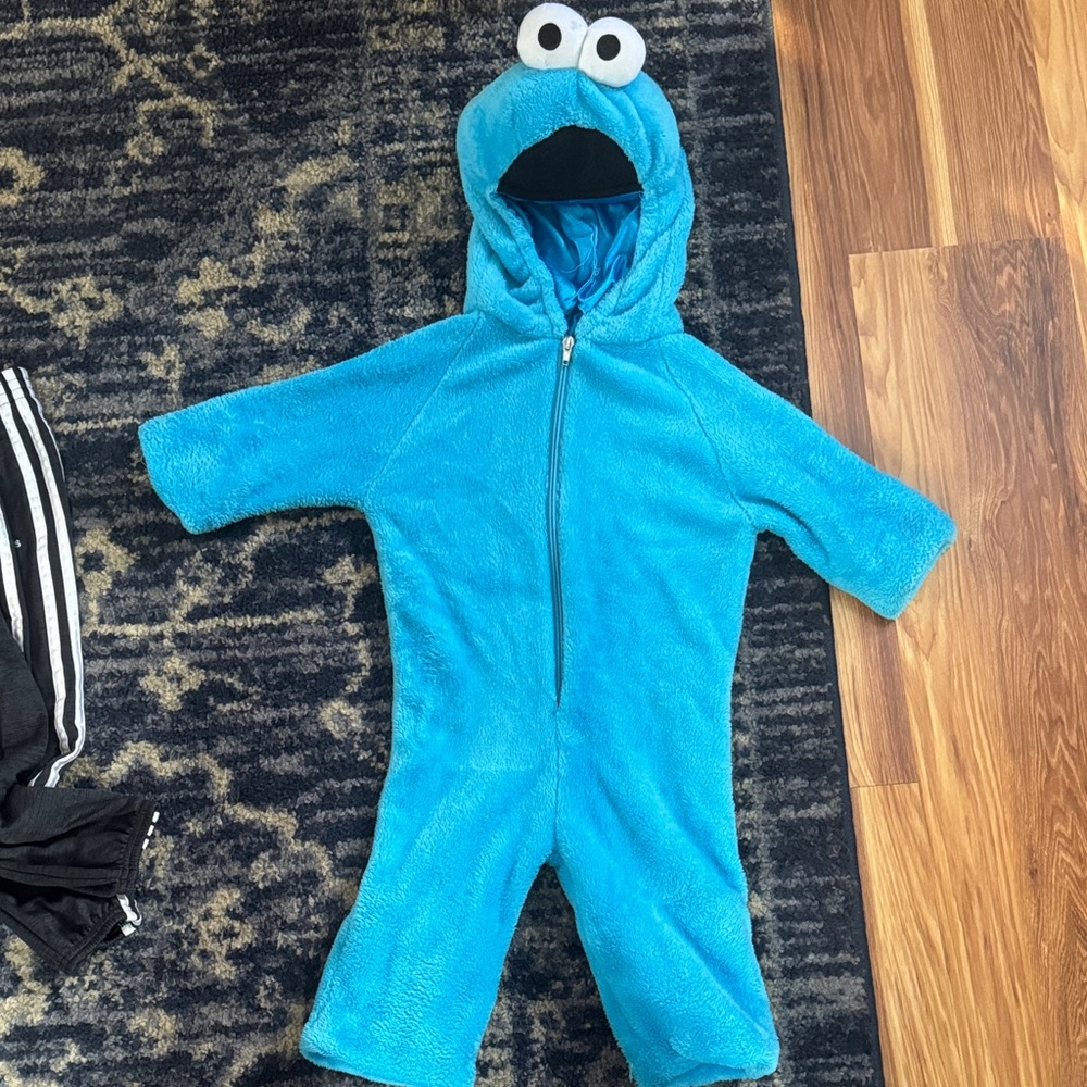Sesame Street Cookie Monster Blue Plush Hooded Kids Costume